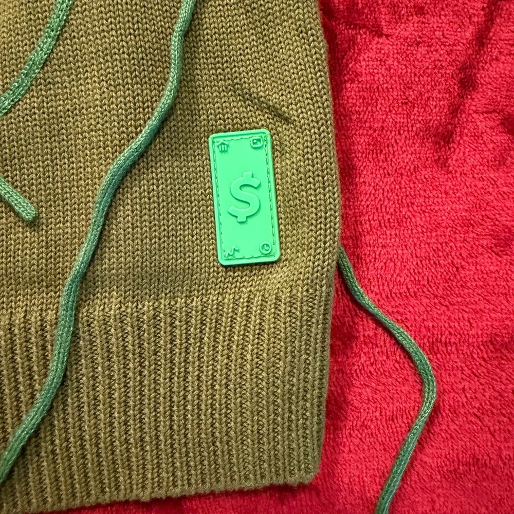 Cash by Cash App Bitcoin Flower Knit Sweater Vest Green Future Nature Mens M NWT